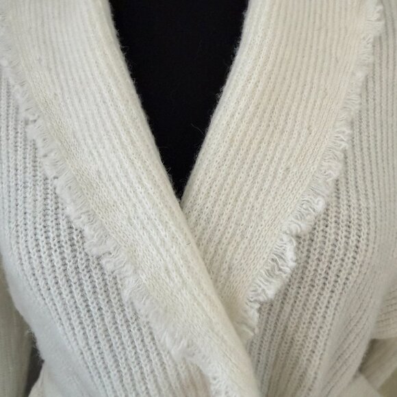 FRYE Salt Breeze Cream Fringe Tie-Waist Cardigan Sweater Medium - Picture 7 of 12